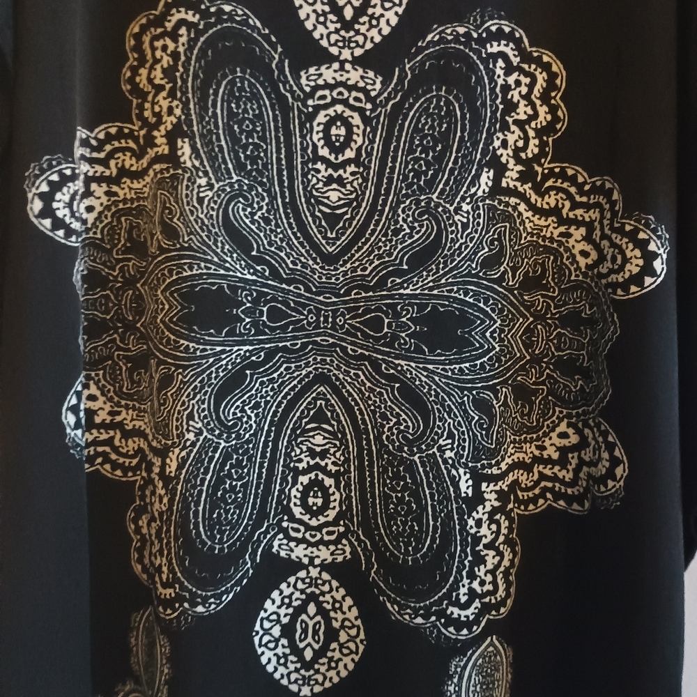 Free Culture Women's Large Black Boho Paisley Print Tunic Top - Flowy Kaftan... - Picture 10 of 13
